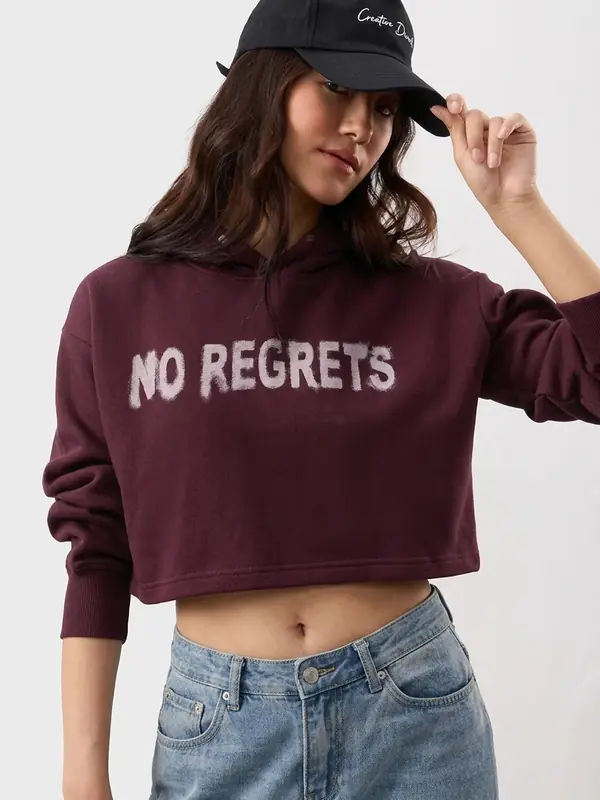 NO Regret Cropped Hoodie
