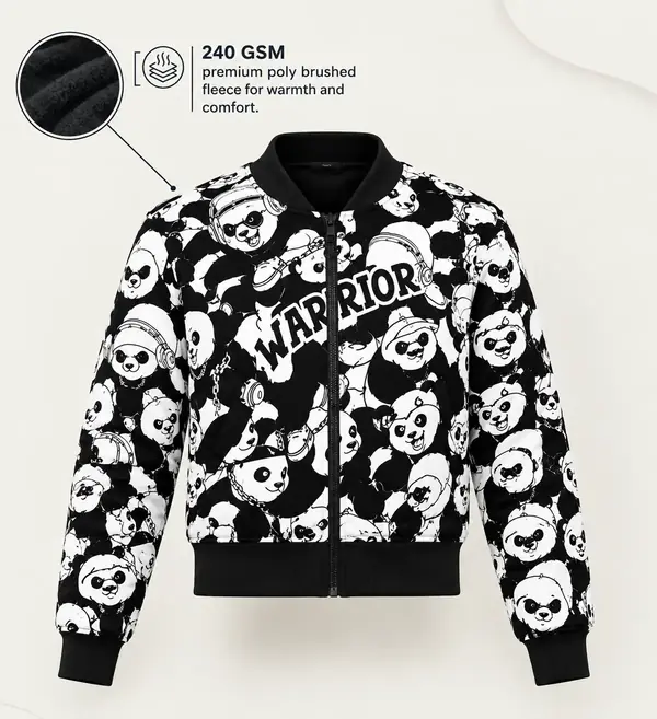 Warrior Panda Bomber Jacket view 5