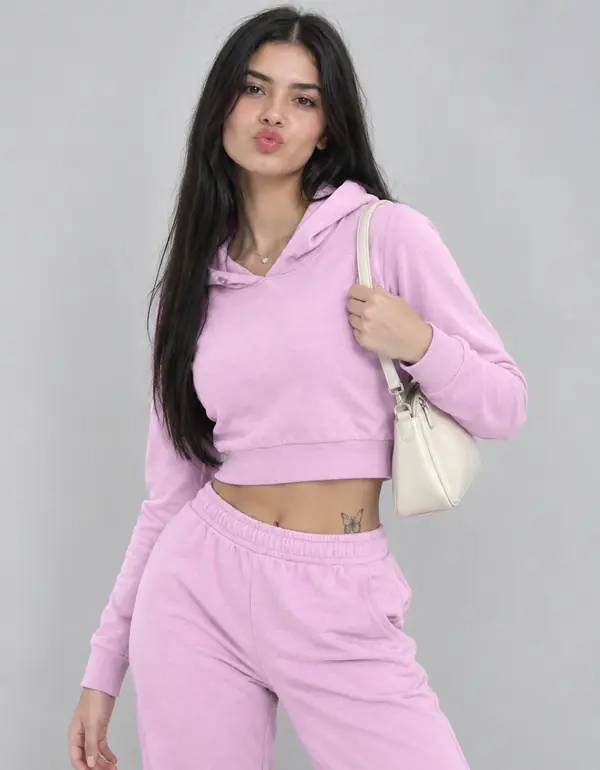 Baby Pink Cropped Hoodie