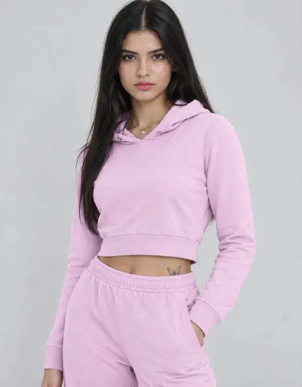 Baby Pink Cropped Hoodie view 3