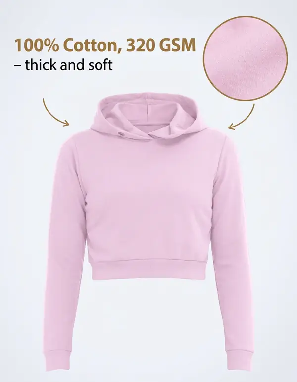 Baby Pink Cropped Hoodie view 5